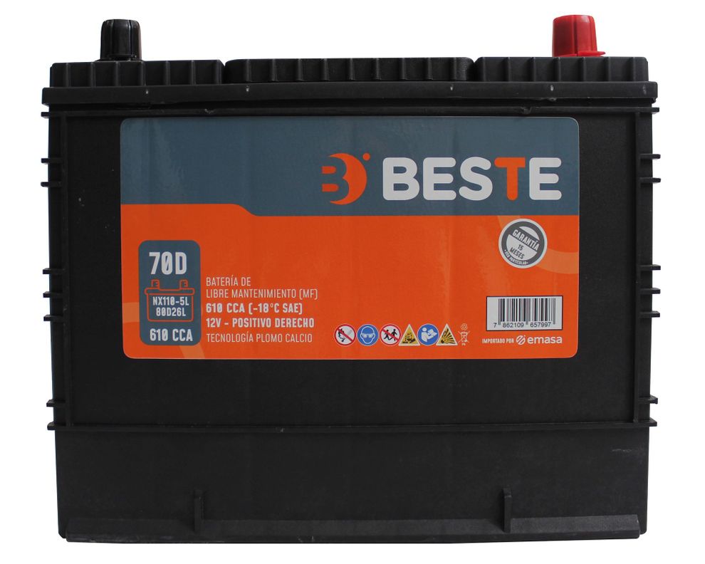 Batería 70AH 600CCA derecho NX110-5LGB Beste-4