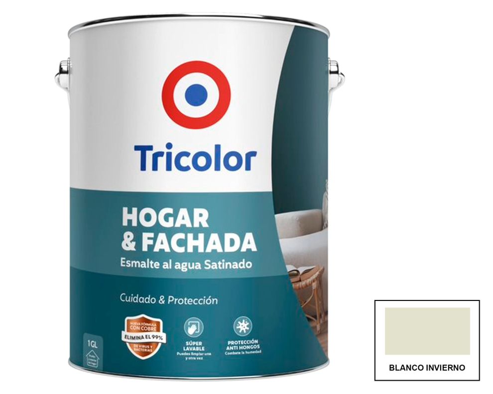 Esmalte al agua 1 Galón hogar y fachada Blanco Invierno satinado-0
