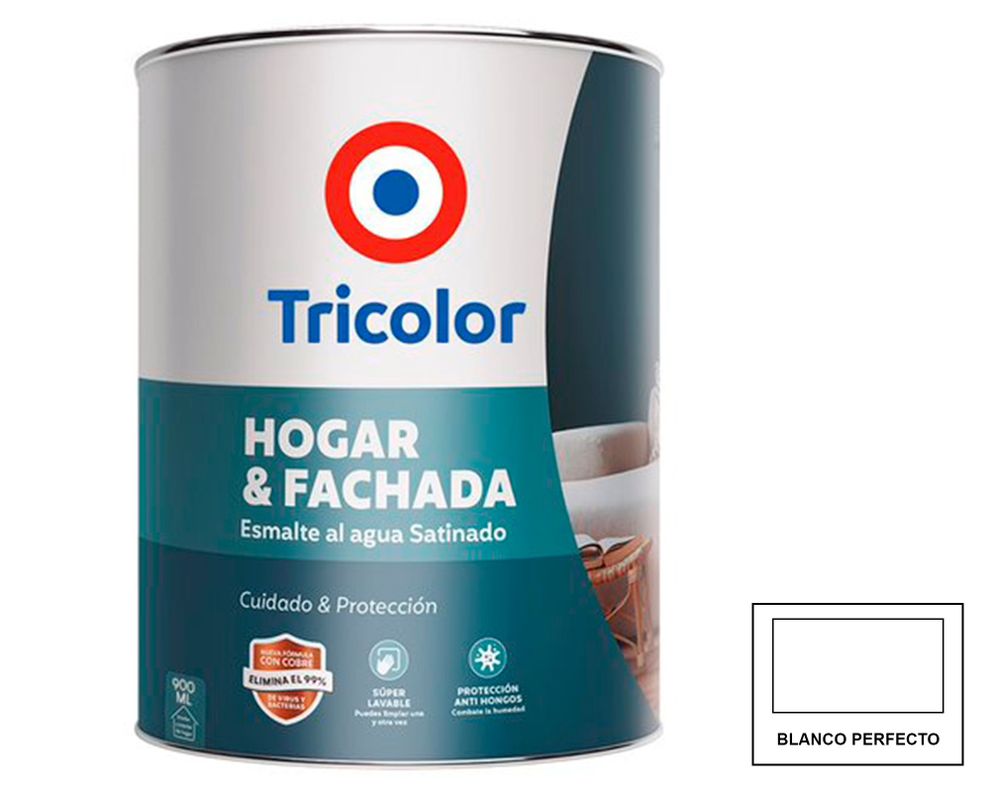 Esmalte al agua 900 ml hogar y fachada Blanco Perfecto satinado-0