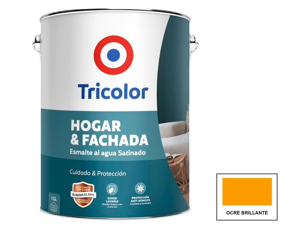 Esmalte al agua 1 Galón hogar y fachada Ocre satinado-0