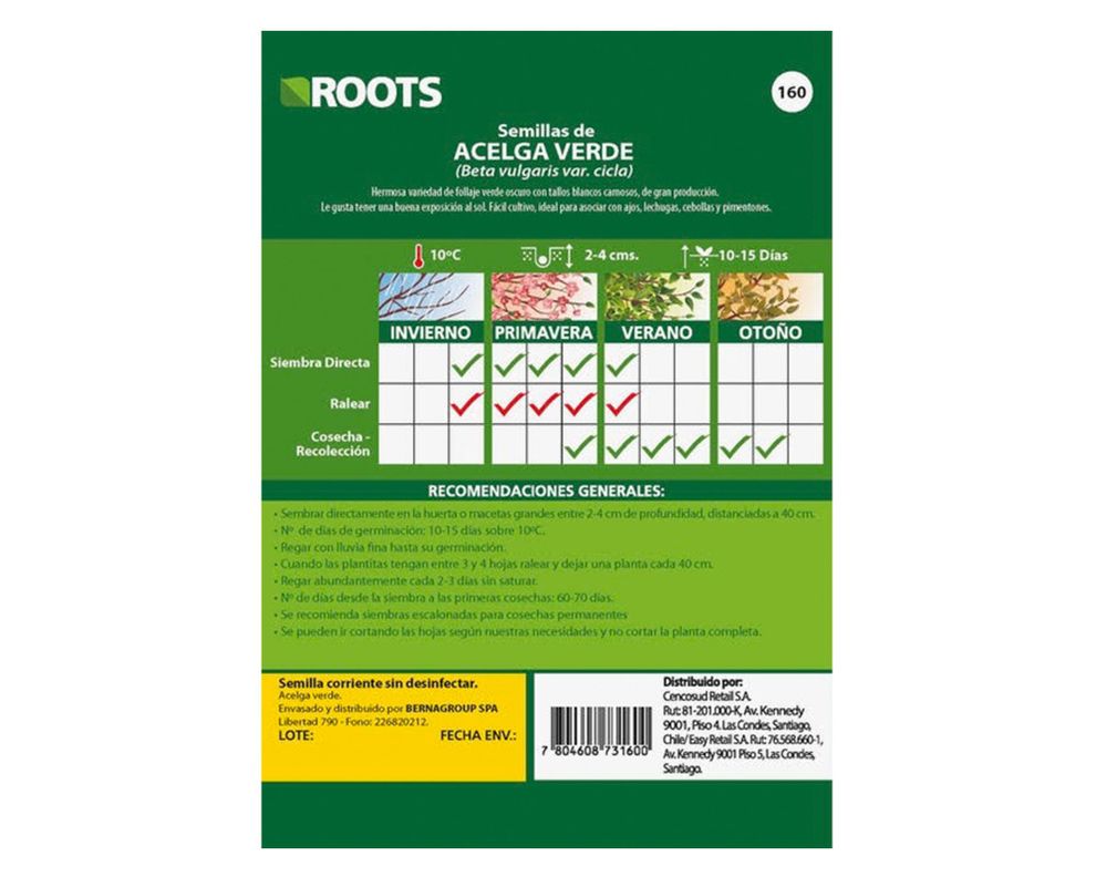Semilla de verdura Acelga 5 g Roots-1