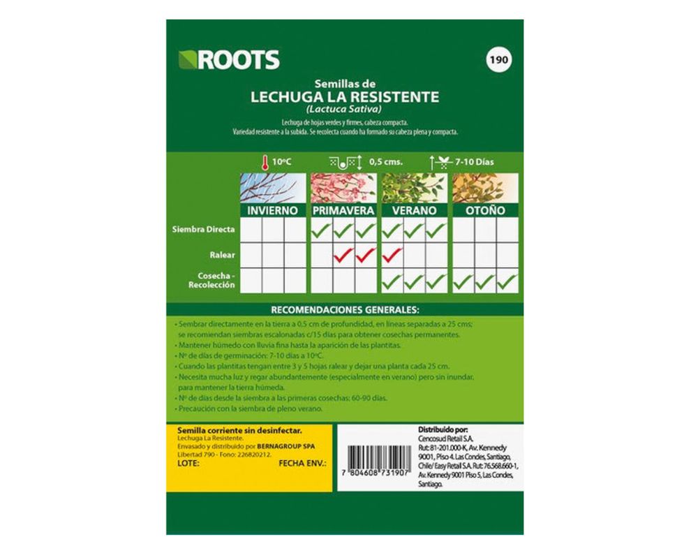 Semilla de verdura Lechuga 3 g Roots-1
