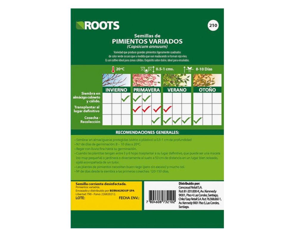 Semilla de verdura Pimientos 1 g Roots-1