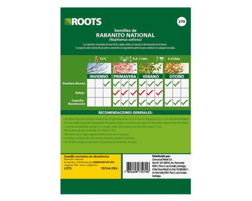 Semilla de verdura Rabanitos 3 g Roots-1