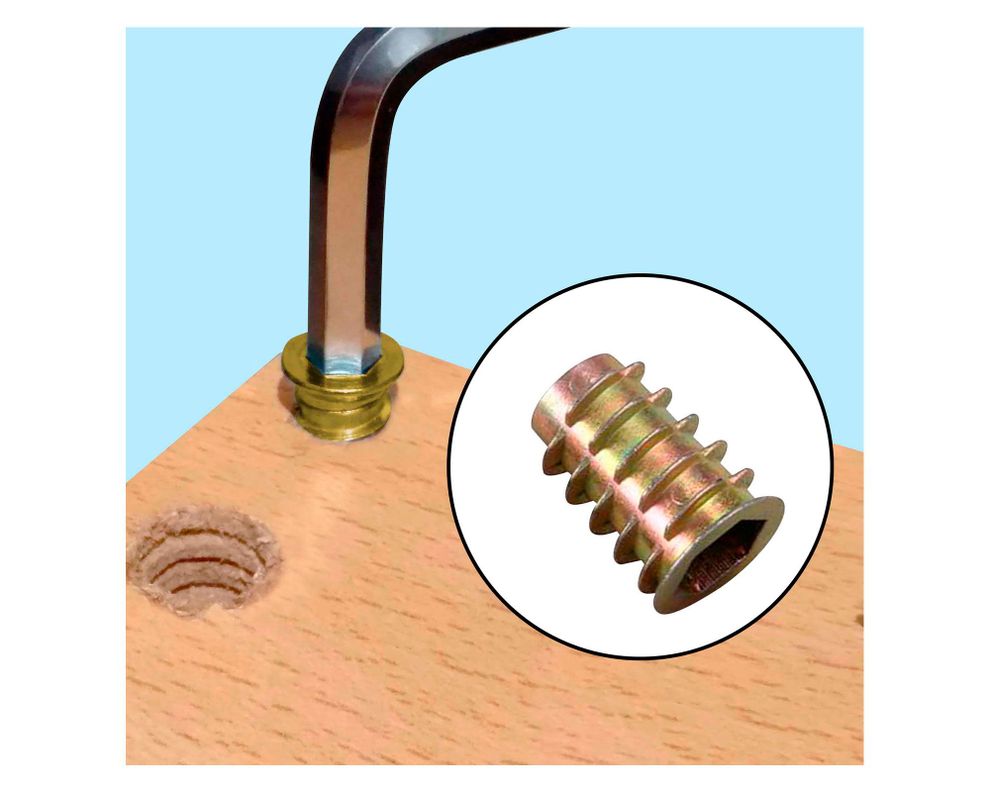 Inserto madera M6 x 15 mm Iridiscente 2 unidades-2