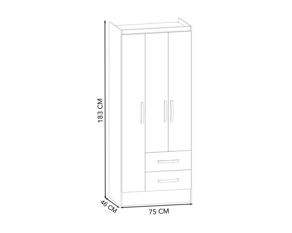 Clóset 3 puertas 2 cajones + Cómoda 1 puerta 5 cajones-8