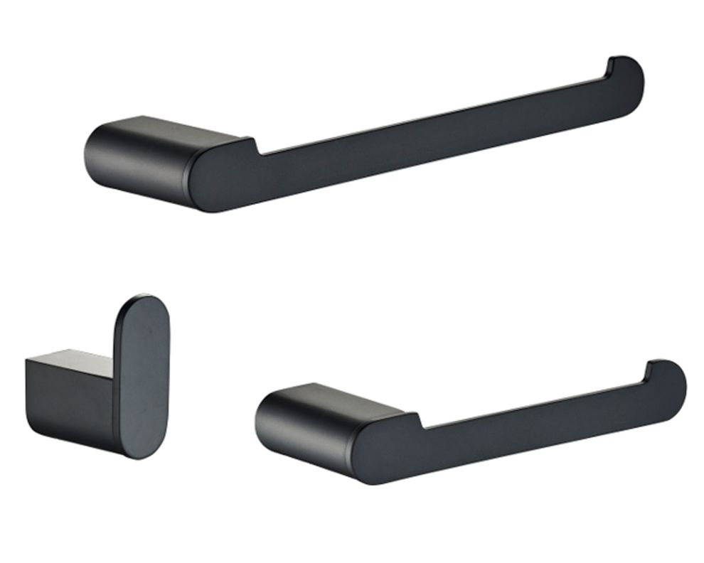 Set accesorios baño Style negro mate 3 piezas-0