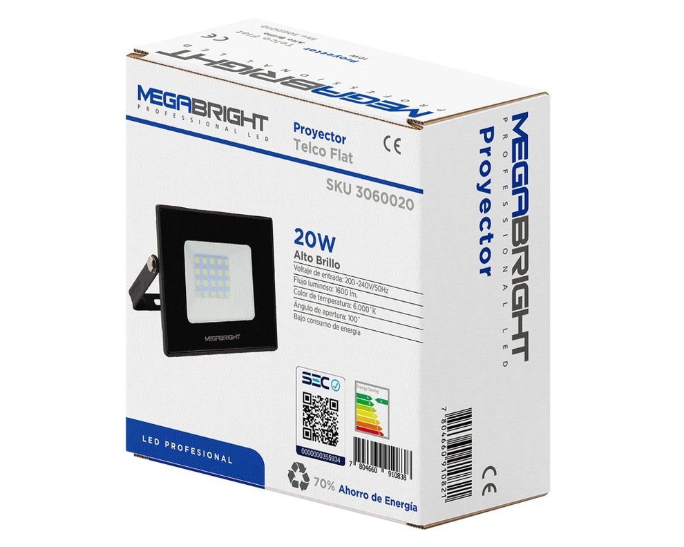 Proyector led 20W luz cálida negro-1