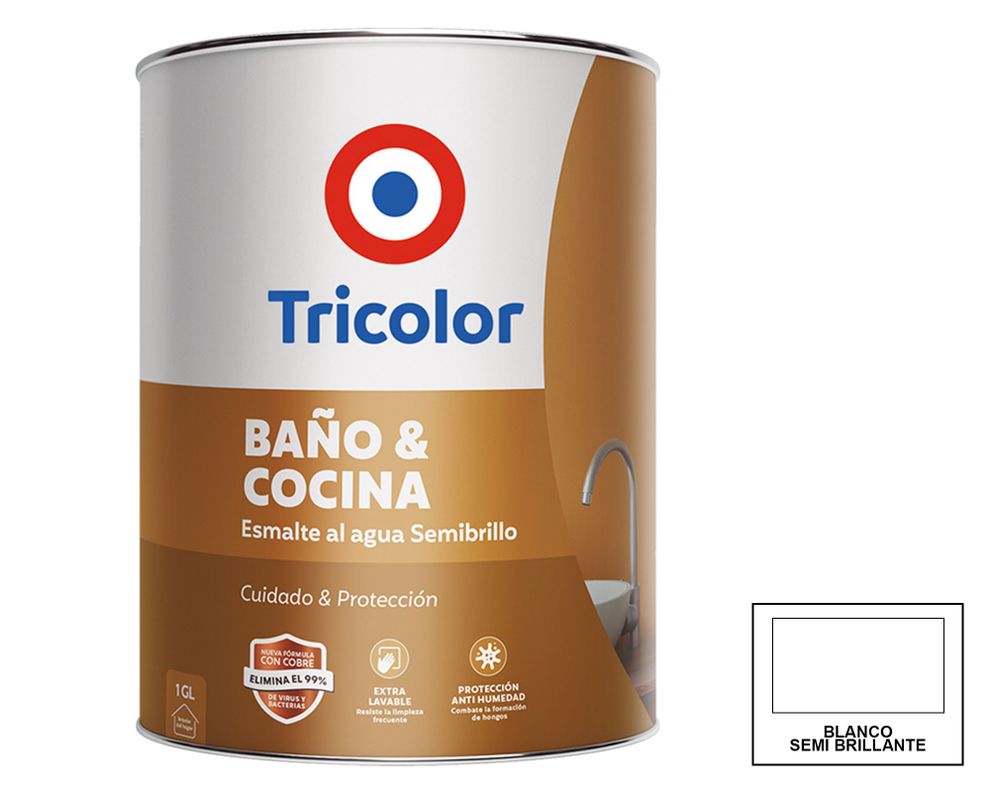 Esmalte al agua 1 galón baño y cocina Blanco semibrillo-0