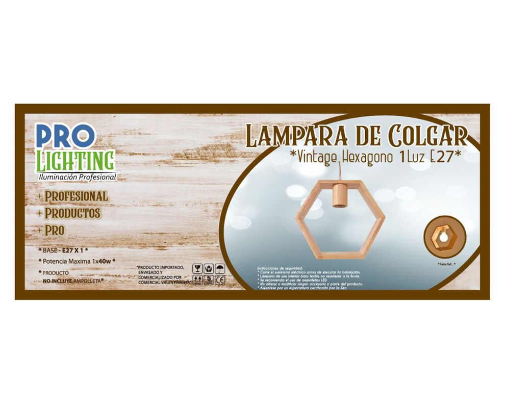 Lámpara colgar 1L E27 Vintage hexagonal-2