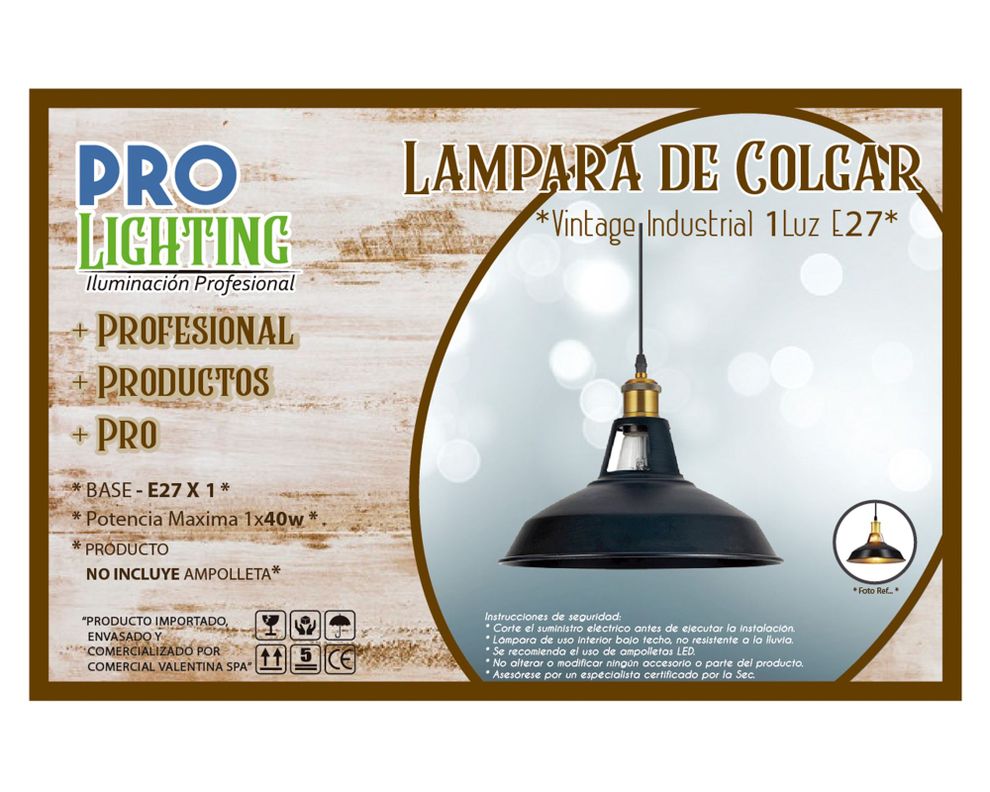 Lámpara colgar 1L E27 Vintage Industrial mate-1