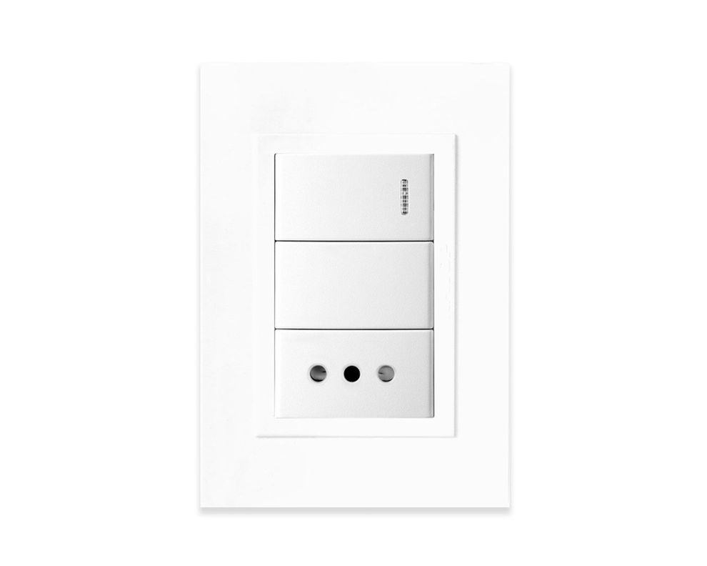 Enchufe doble 10A + Interruptor 9/12 Zen basic armado blanco-0