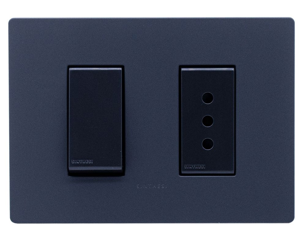 Placa armada 9/12 + toma corriente 10A S32 10A 2500W noir mate-0