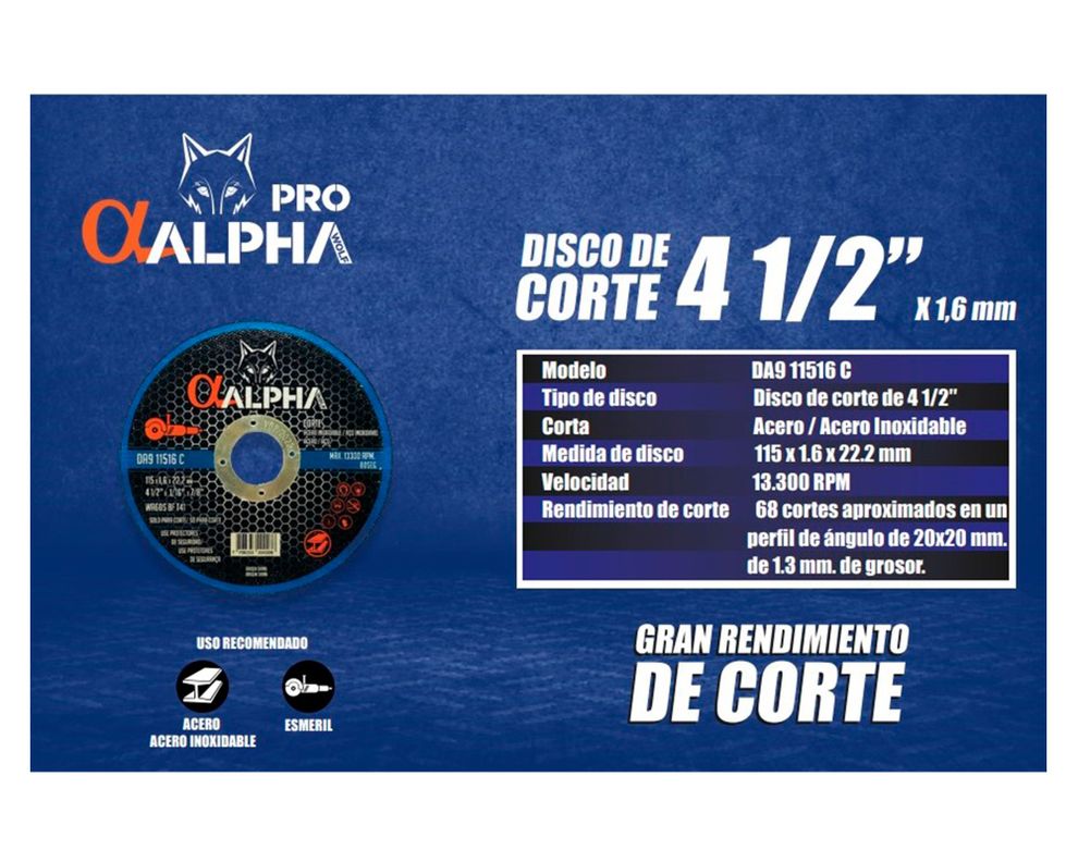 Disco de corte 4 1/2'' 1.6 mm-1