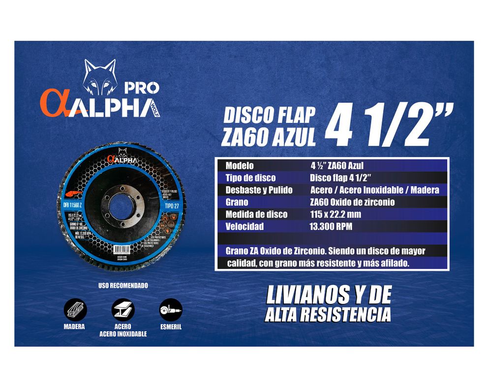Disco flap 4 1/2" ZA60 azul-1