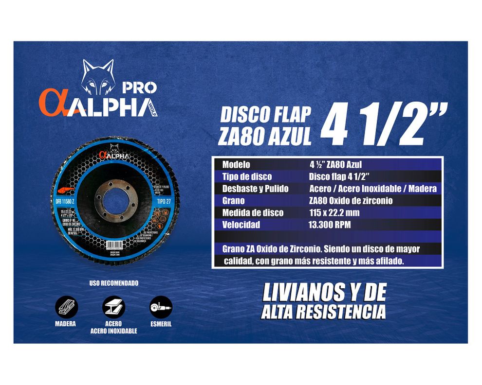 Disco flap 4 1/2" ZA80 azul-1