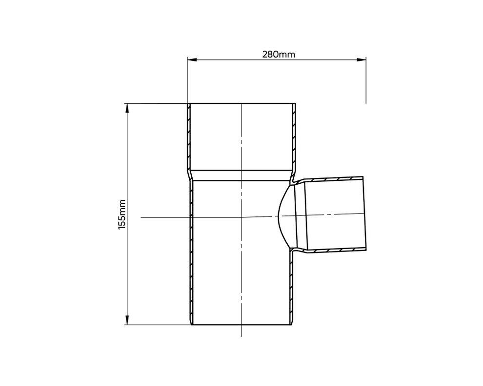Tee sanitario PVC 50x50 mm gris-1