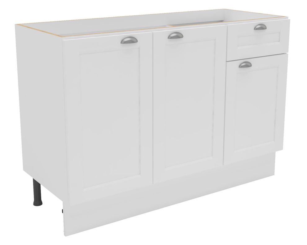 Mueble base cocina 120 cm 3 puertas 1 cajón Premier blanco-1