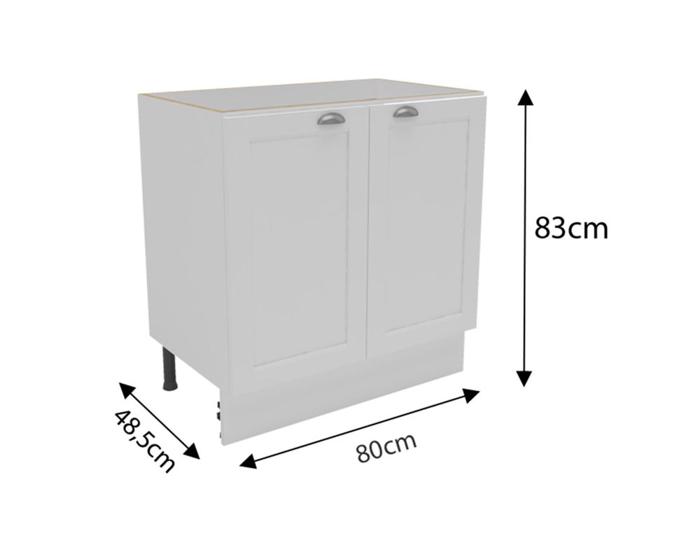 Mueble base cocina 80 cm 2 puertas Premier blanco-3