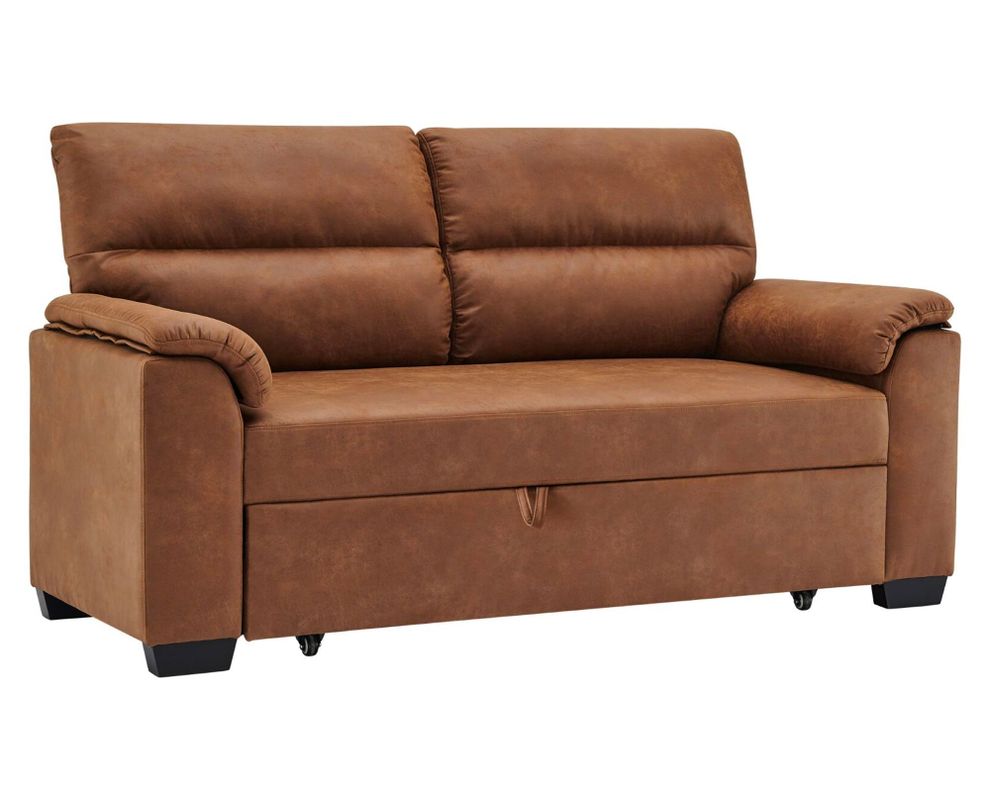 Sofá cama PU caramel-0