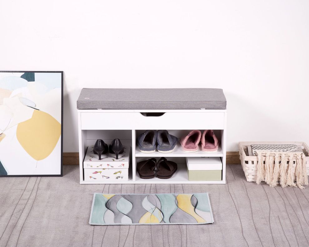 Banca zapatera 48x80x30 cm blanco/gris-4