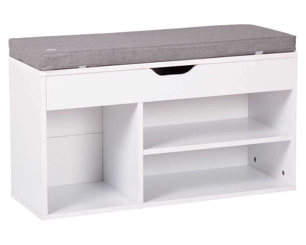 Banca zapatera 48x80x30 cm blanco/gris-1