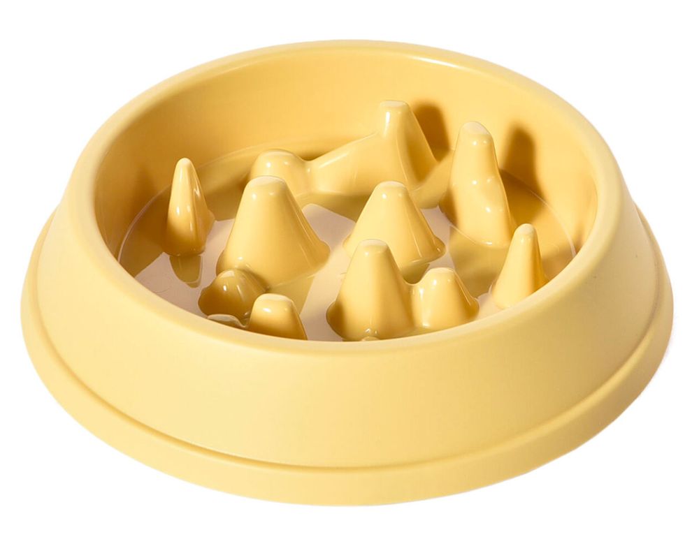 Plato mascota 500 ml Anti ahogo amarillo-0