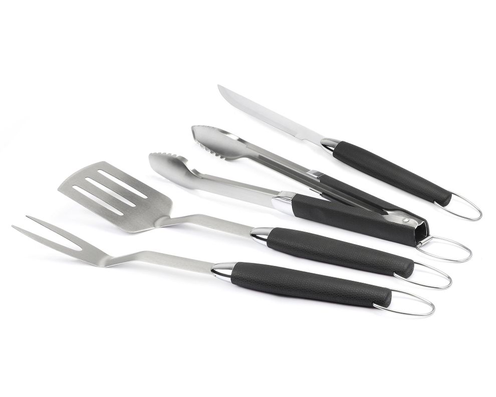 Set accesorios parrilla 4 piezas acero inoxidable