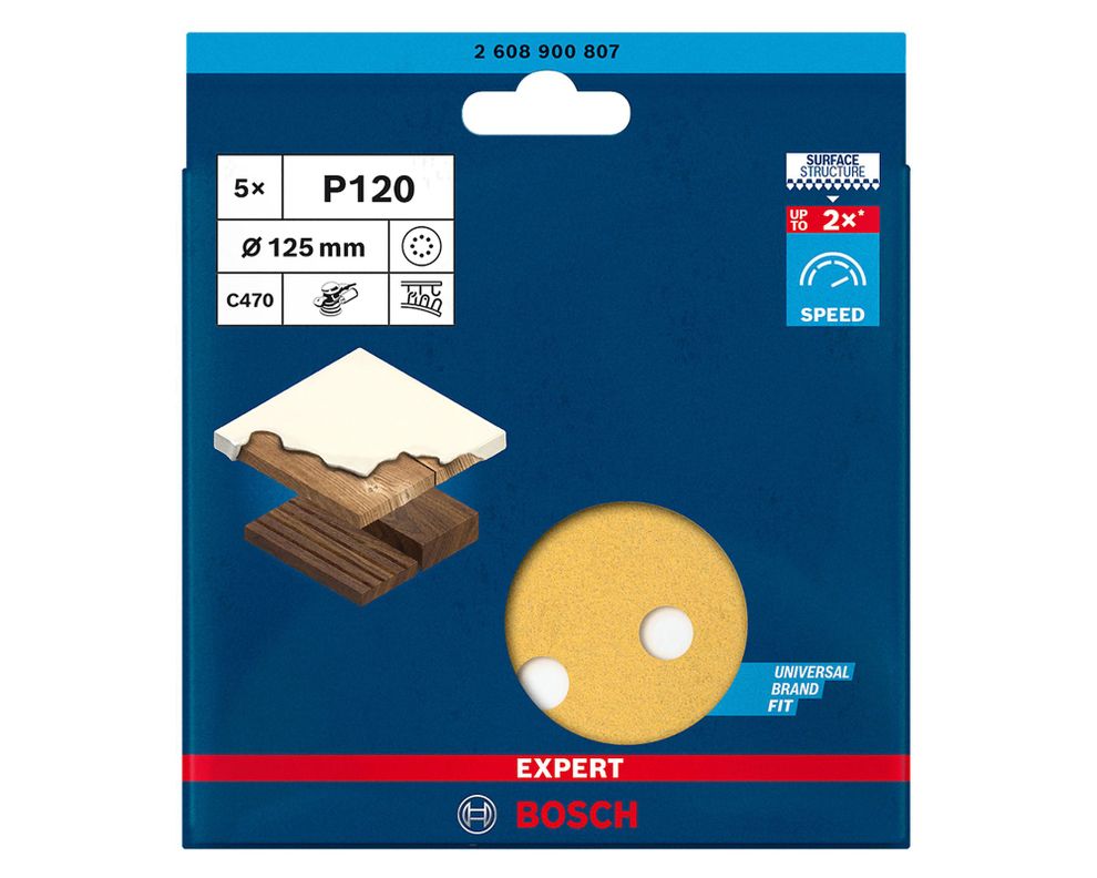 Disco de lija 125 mm Expert C470 grano 120 pack 5 unidades-0