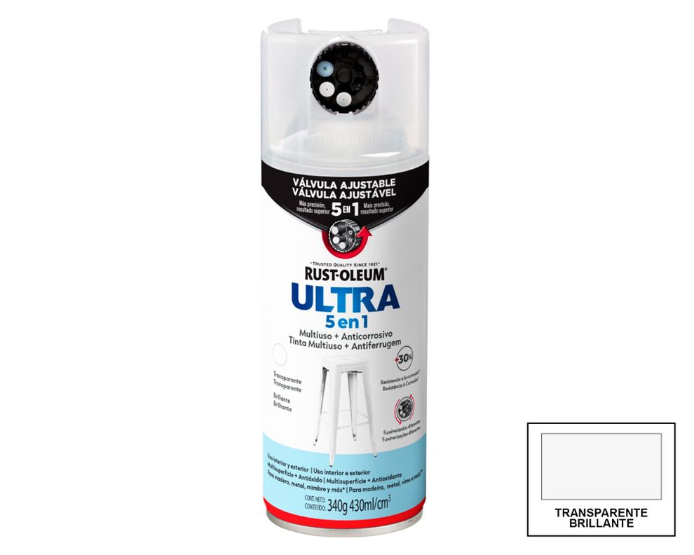 Pintura spray 340 g Ultra 5 en 1 transparente brillante-0