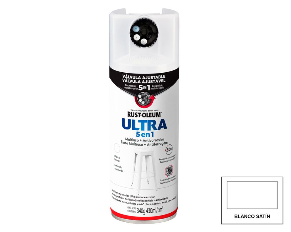 Pintura spray 340 g Ultra 5 en 1 blanco satín-0