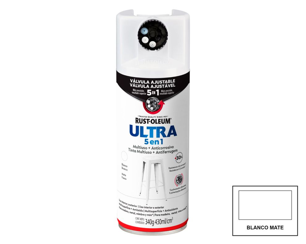 Pintura spray 340 g Ultra 5 en 1 blanco mate-0