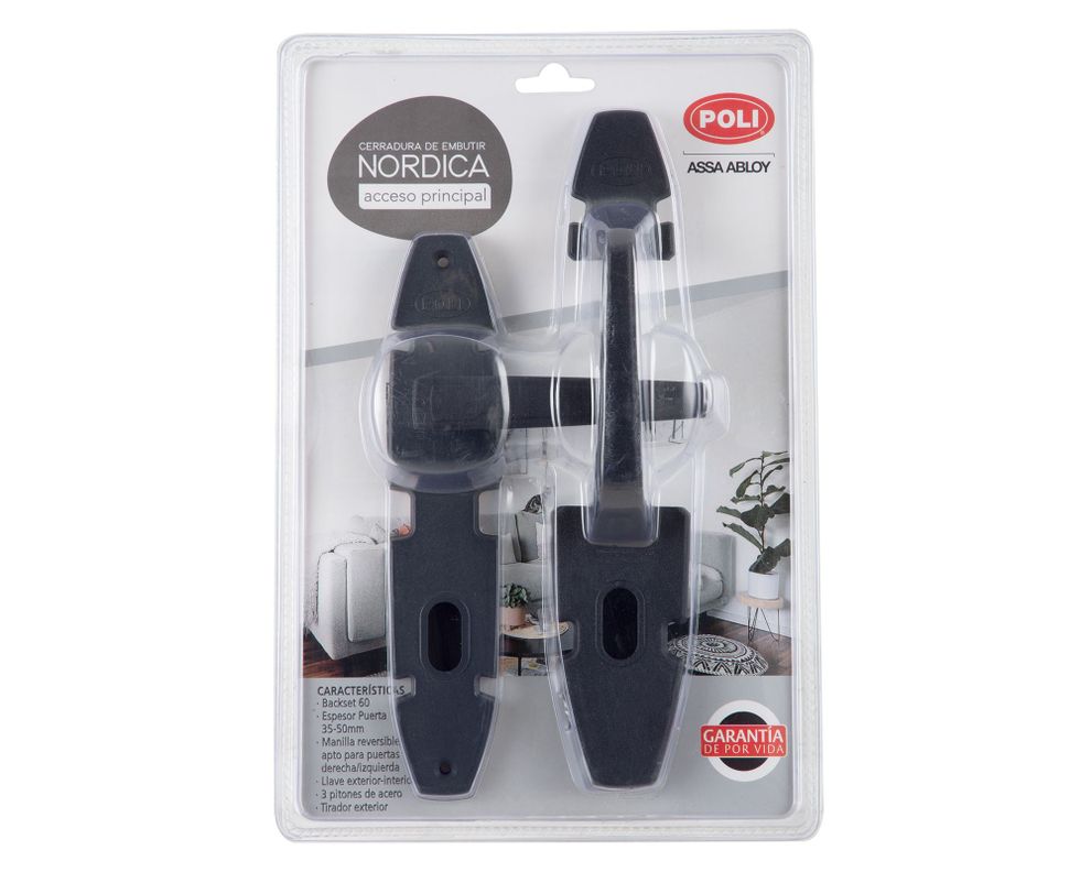 Cerradura embutida Nórdica Oval B60 Acceso 1/2 con tirador-2