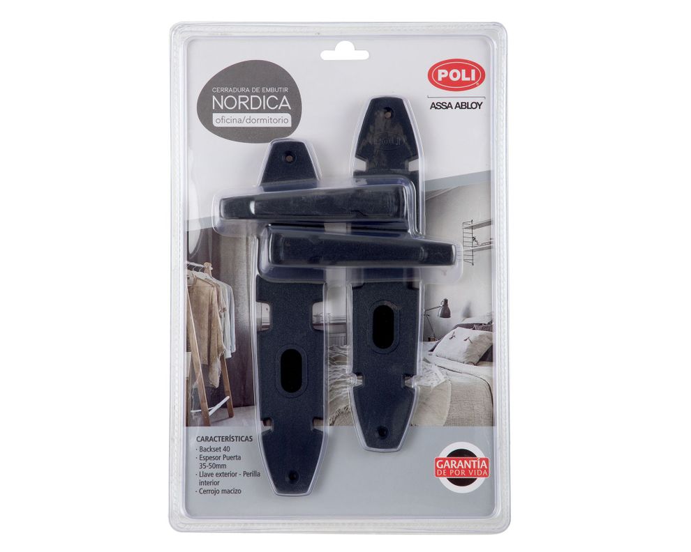 Cerradura embutida Nórdica Oval B40 oficina/dormitorio-2