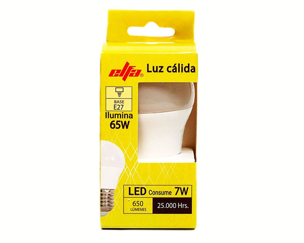 Ampolleta LED 7W E27 luz cálida G45-1