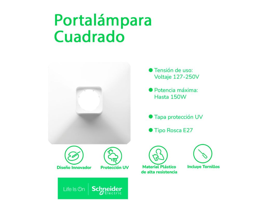 Plafón cuadrado 120W E27 1L Dexson blanco-1