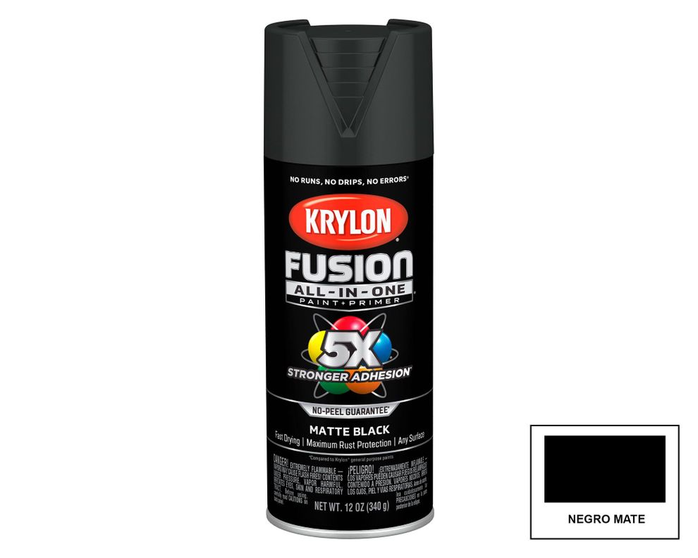 Pintura spray 340 ml Fusion 5X negro mate-0