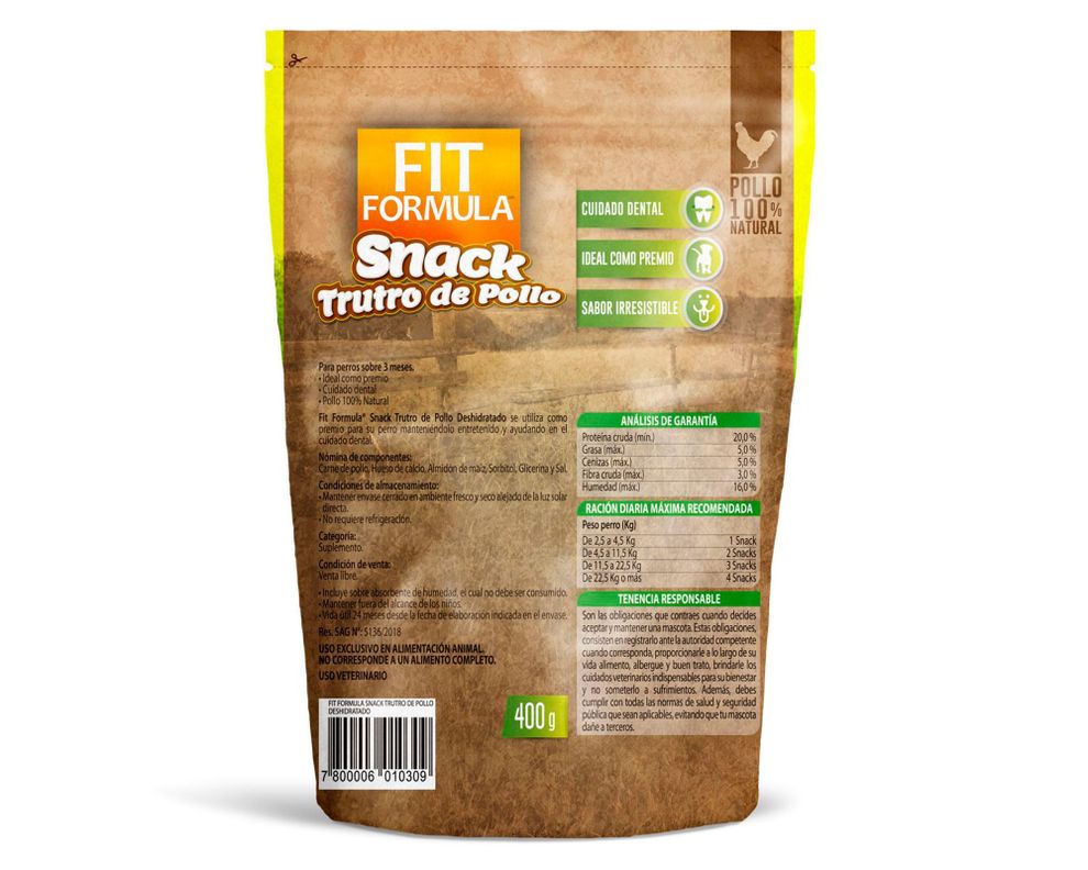 Snack perro todos los tamaños trutro pollo deshidratado 400g-1