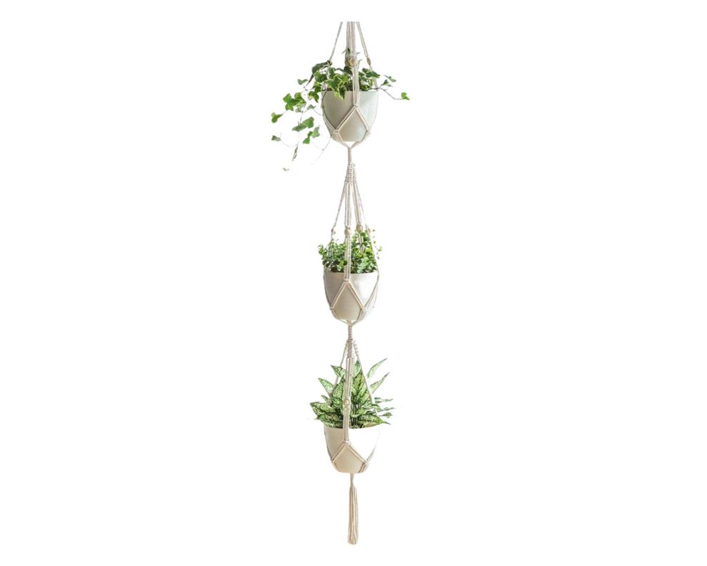 Portaplanta colgante macramé Triple-1