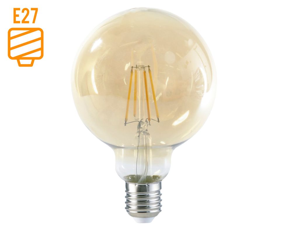 Ampolleta filamento 5W E27 luz cálida G95-0