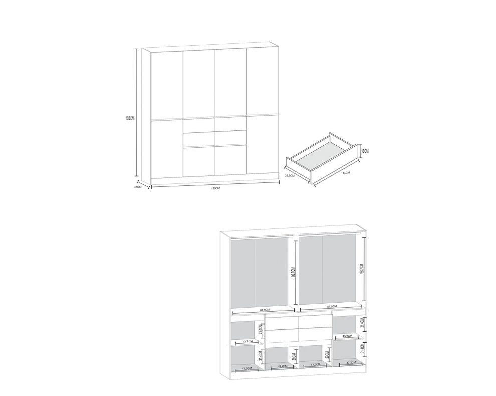 Clóset Grecco crema 8 puertas 4 cajones M+Design | Paris.cl