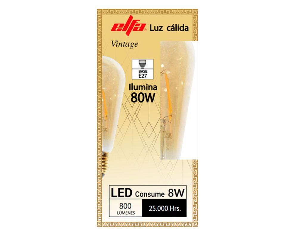 Ampolleta Led 8W E27 luz cálida ST64 Filamento-1