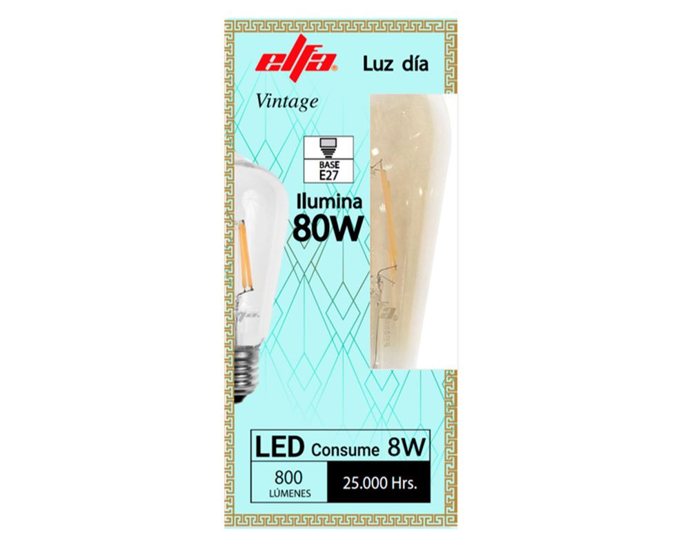 Ampolleta LED filamento 8W E27 luz día ST64-1