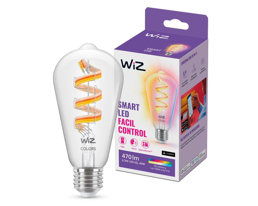 Ampolleta inteligente Led 6.3W E27 RGB Filamento ST64 WiFi-2