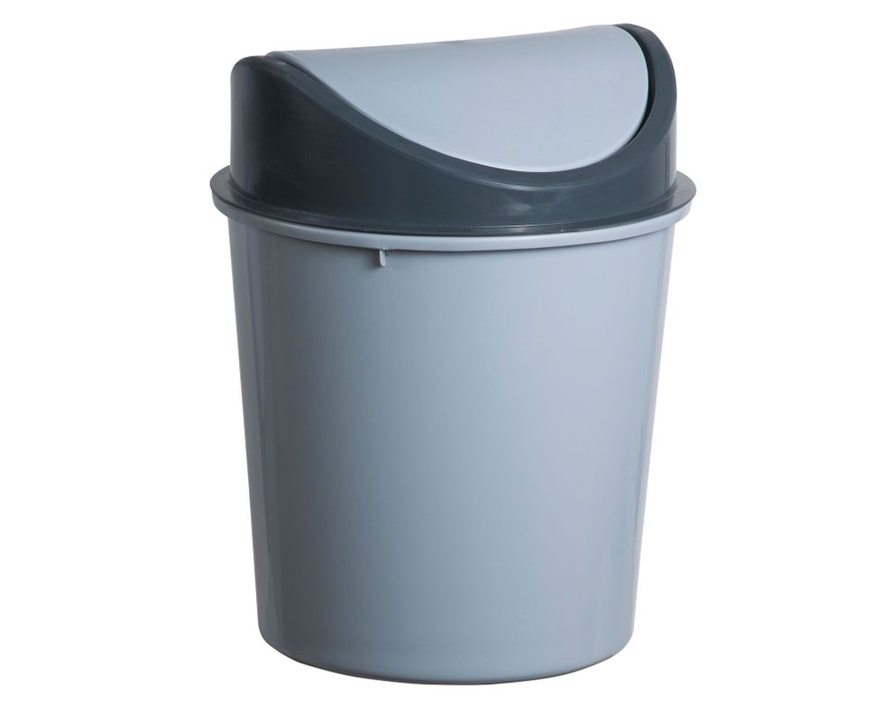 Papelero redondo tapa vaivén gris 15 litros-0