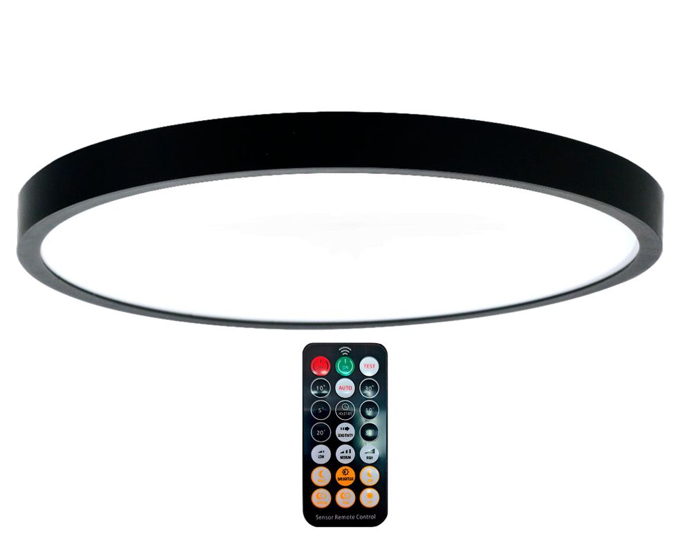 Plafón LED con sensor 18W 29 cm luz fría + control remoto negro-0