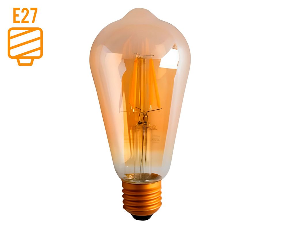Ampolleta filamento LED 8W E27 luz cálida ST64-0