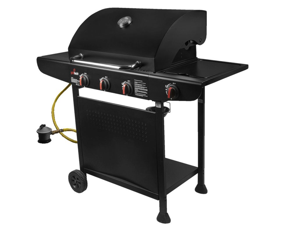Parrilla a gas 3 quemadores + 1 quemador lateral