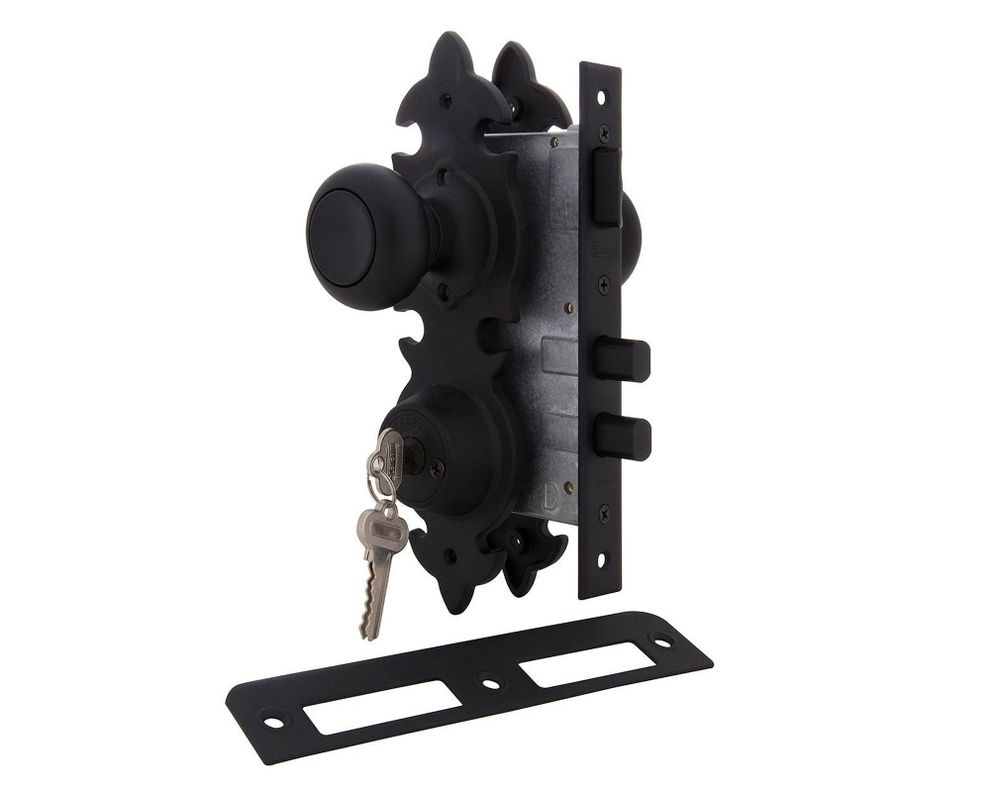 Cerradura embutida pomo acceso 6180 negro envejecido Scanavini-1