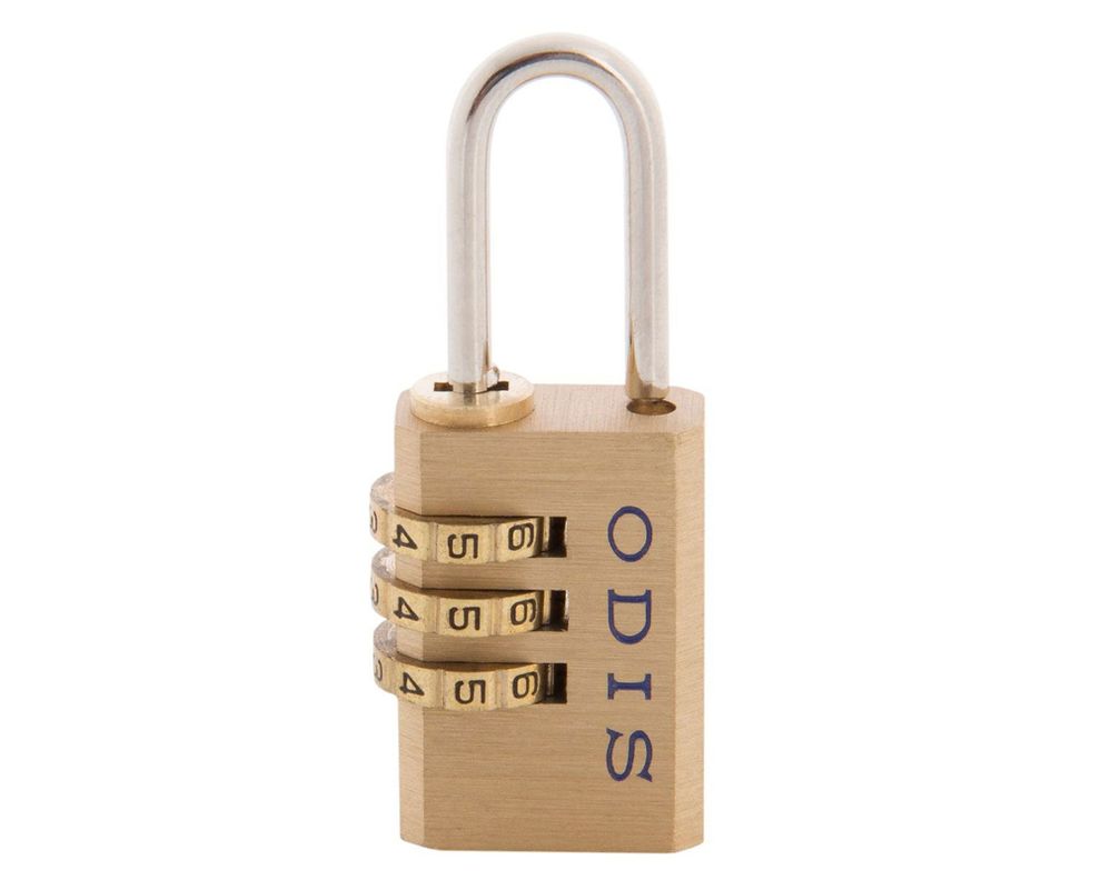 Candado viajero con clave 3 diales locker/maleta/mochila bronce 21mm Viajero Odis-0